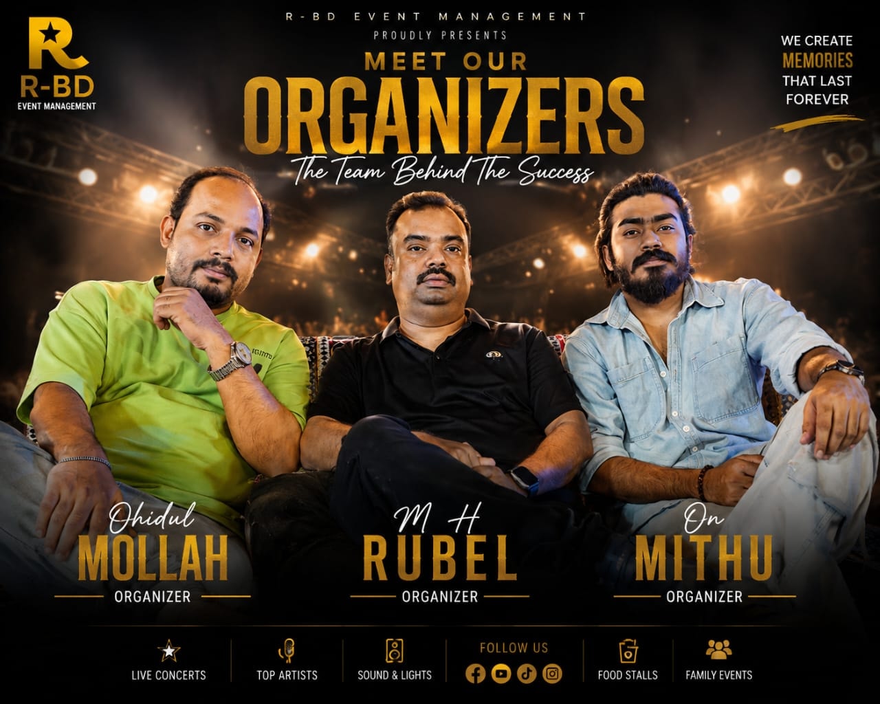 Meet Our Organizers — Ohidul Mollah, M H Rubel, On Mithu — R-BD Event Management